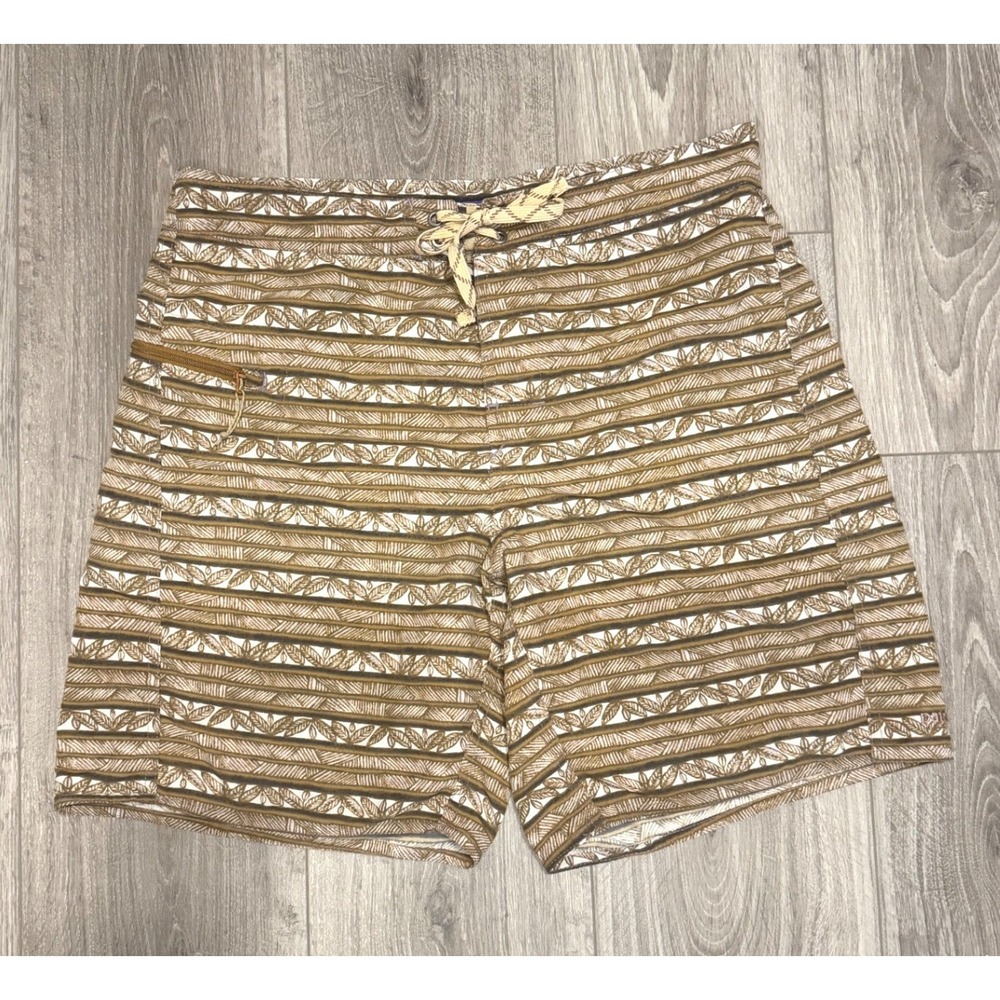 Patagonia Board Shorts 33 Brown Leaf Stripe Outdoor Surfing Gorpcore